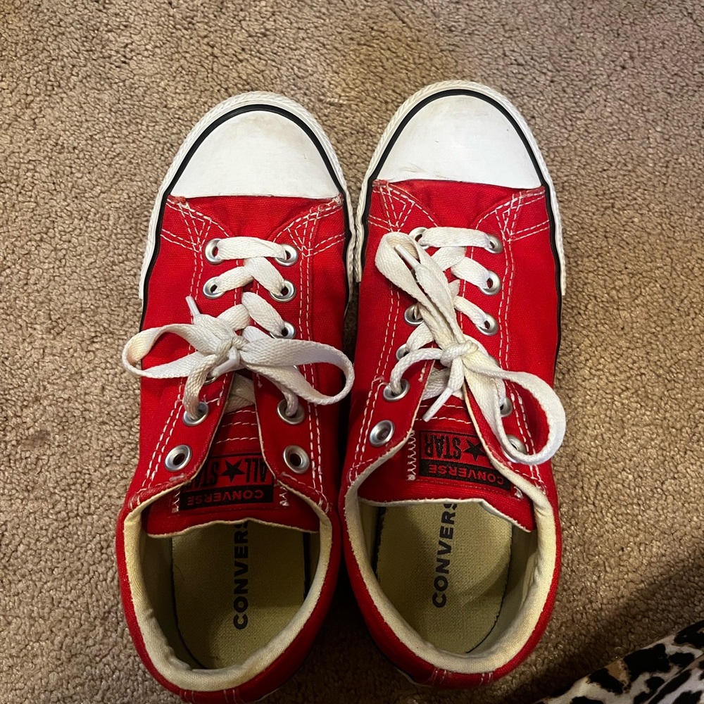 Converse Red and White Low-Top Sneakers